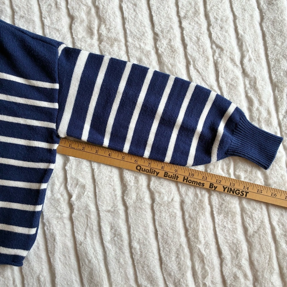 Kerri Rosenthal Womens Radiant Heart Polo Sweater Blue White Striped NWT Size XS - Picture 9 of 9